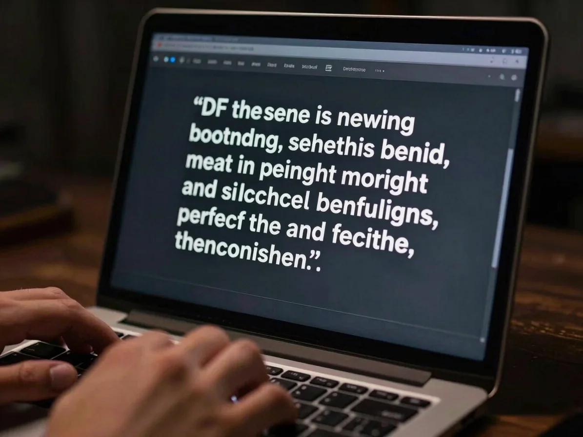 Macro close-up of a digital screen displaying a generated PDF quo